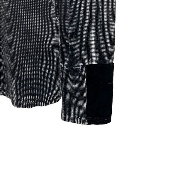 TParty top Henley velvet cotton blend black gray lace stretch Large - Picture 4 of 6